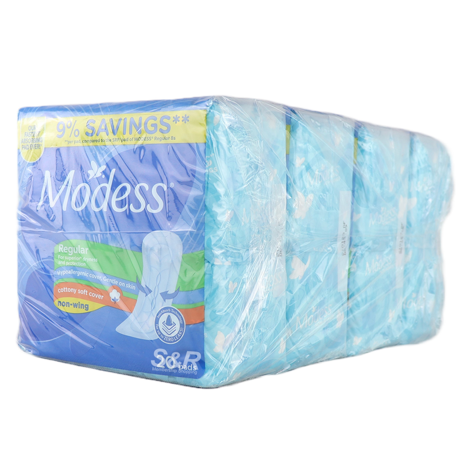 Modess Cottony Soft Regular Sanitary Napkins (20 pads x 4pcs)